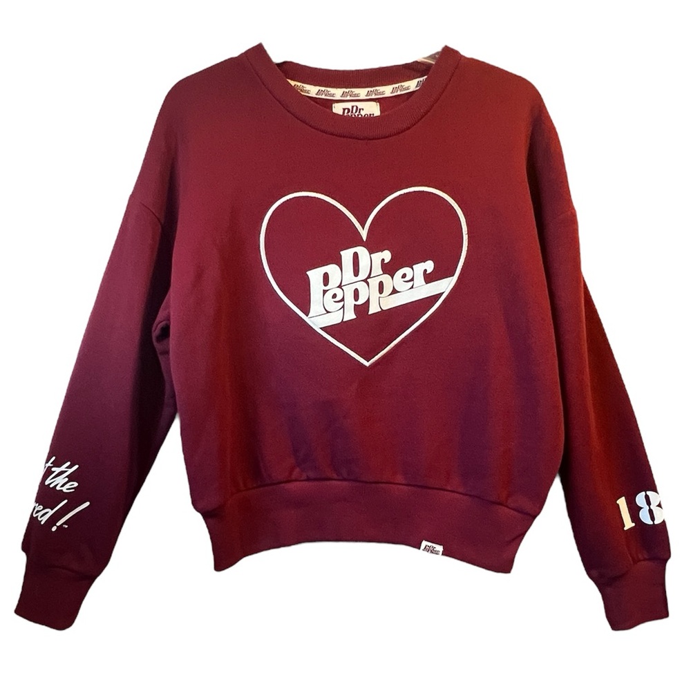 NWT Dr Pepper Embroidered Heart Burgundy Sweatshirt LIMITED EDITION